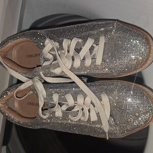 Chelsea & Violet Silver Sparkle Sneakers